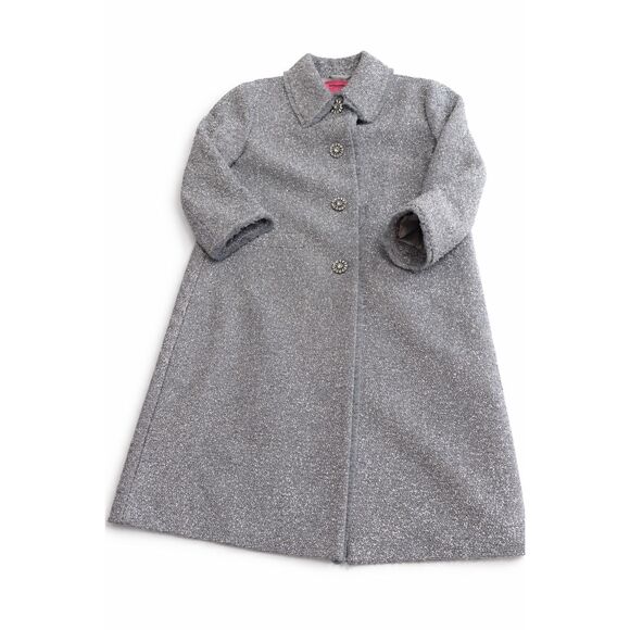 kate spade Jackets & Blazers - Kate Spade Metallic Tinsel Silver Wool Moonlight Coat Size 4 New